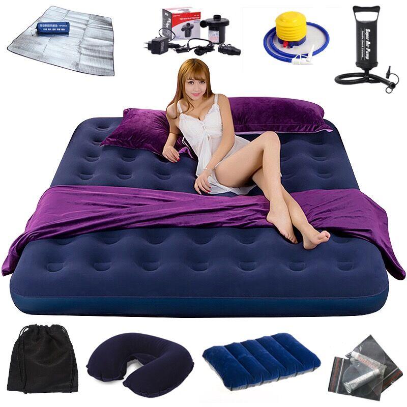 Double Household Inflatable Bed Bedroom Air Bed Inflatable Mattress Lunch Break Folding Bed Air Pump Air Pillow