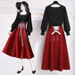 Autumn and Winter Waist Slimming Sweater Set Square Neck Long-sleeved Sweater + French Skirt Two-piece Women's Temperament Suit