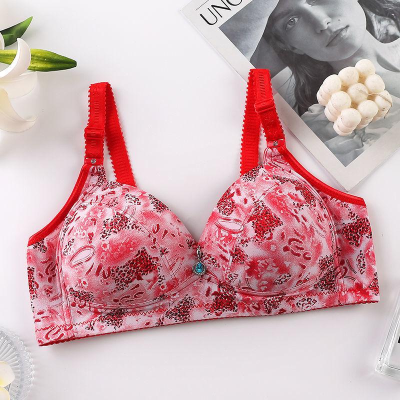 Large Size Thin No Steel Ring Lace Bra Gathers Comfortable Middle-aged and Elderly Women's Underwear