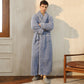 Long Pajamas for Women and Men Autumn Winter Velvet Warm Pyjamas Loose Casual Bathrobe with Belt Solid Color Long Sleeve Home Wear Plus Size Sleepwear