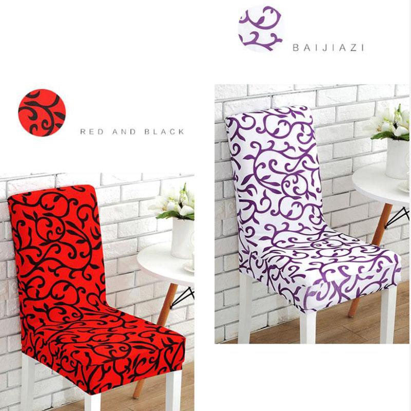 1/2/4/6Pcs Printed  Kitchen Chair Covers Spandex Elastic Stretch Dining  Chiar Cover Anti-dirty Decoration Chair