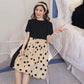 Loose Mid-length Polka Dot Pattern Short-sleeved Dress Mid-length Loose Large-size Dress Ladies Casual Dress Sweet Temperament