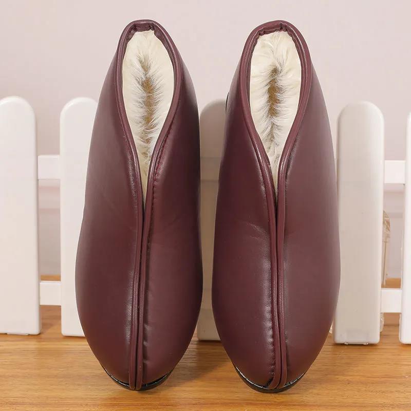 Cotton Shoes Men's Winter Women's Cotton Shoes Leather Cotton Shoes Plus Velvet Waterproof Non-slip Soft Sole Shoes for The Elderly