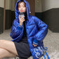 Women's Winter Korean Loose Quilted Coat Warm Stand-collar Down Jacket Women's Glossy Mid-length Down Jacket