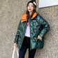 Winter Women's Clothing Bright Face Down Cotton Jacket Casual Fashion Embossed Winter Women's Clothing Short Disposable Waterproof Jacket