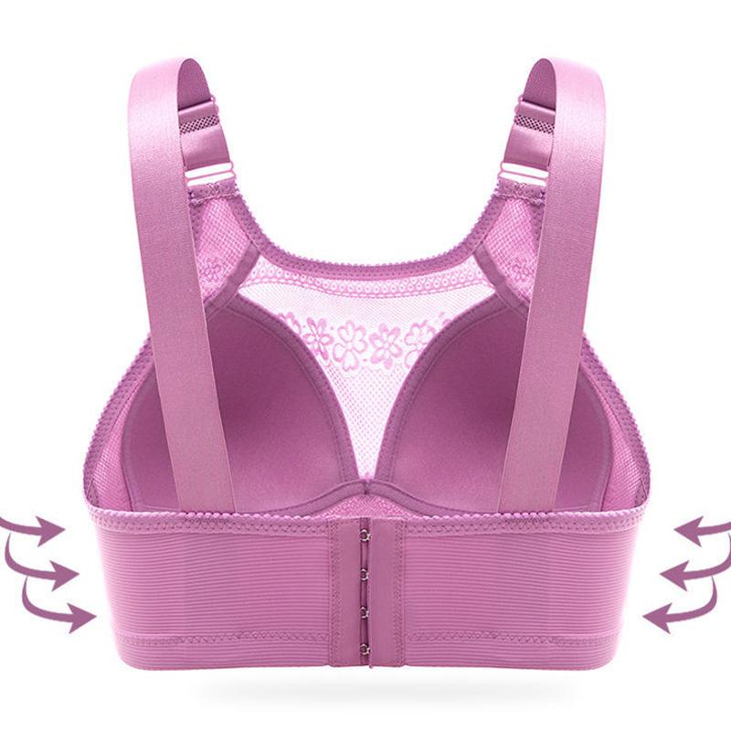 Large Size Underwear Thin Section Breathable Gathered Anti-sagging and Anti-glare Adjustable Underwear Women's Bra Without Steel Ring