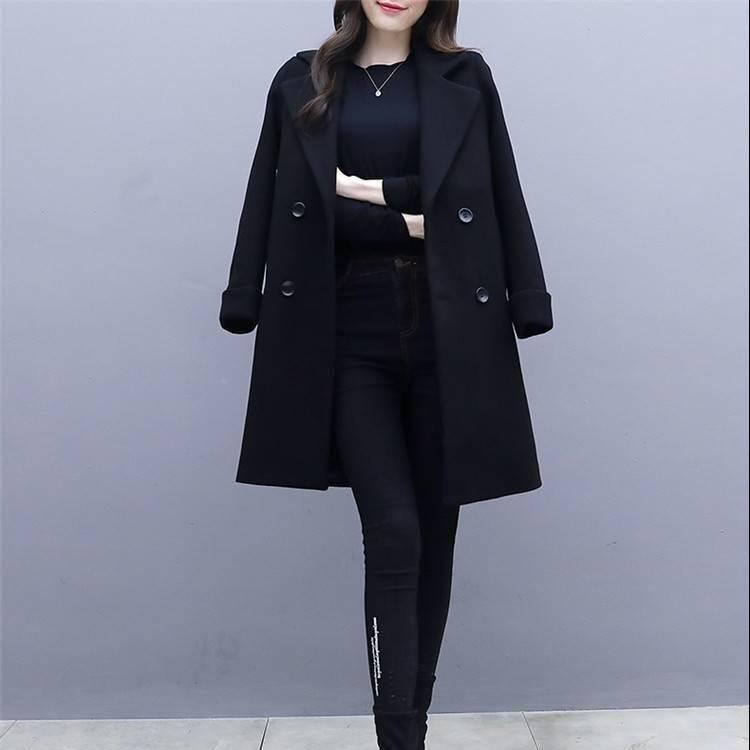 Autumn Jacket Casual Women Overcoat Long Woolen Coat Double Breasted Slim Female Winter Wool Coats