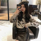 Autumn Fashion Loose Sweater Leopard Print Short Loose Pullover Short Round Neck Young Women's Knitwear