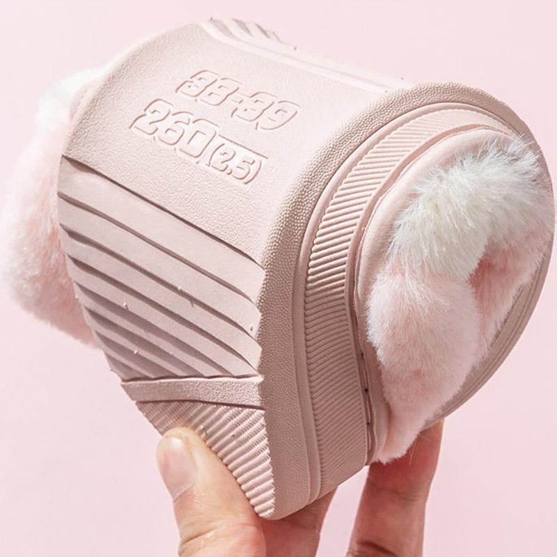 Women's Winter Slip-resistant Thick-soled Warm Fleece Slipper with Bag Heel Cotton Slippers