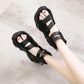 Plus Size 34-39 Summer Women Outdoor Rome Flip Flop Flat Bohemian Beach Shoes Non-slip Office Lady Black Sandals