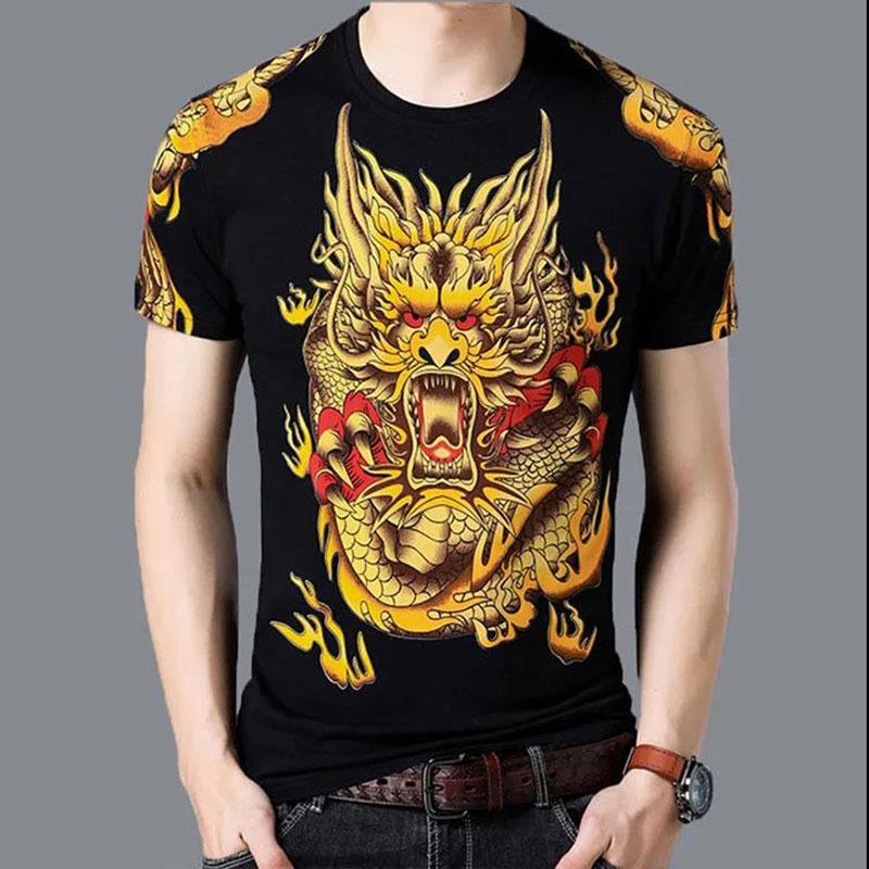 3D Dragon Print Shirt Men Tees Summer Fashion T-shirt Half Sleeve Overshirt Loose Comfortable Pullover