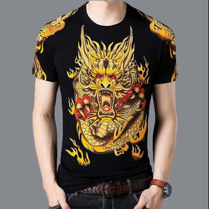 3D Dragon Print Shirt Men Tees Summer Fashion T-shirt Half Sleeve Overshirt Loose Comfortable Pullover