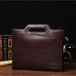 Business Briefcase Men Vintage Brown Leather Zipper Styling Tote Shoulder Diagonal Computer Bag