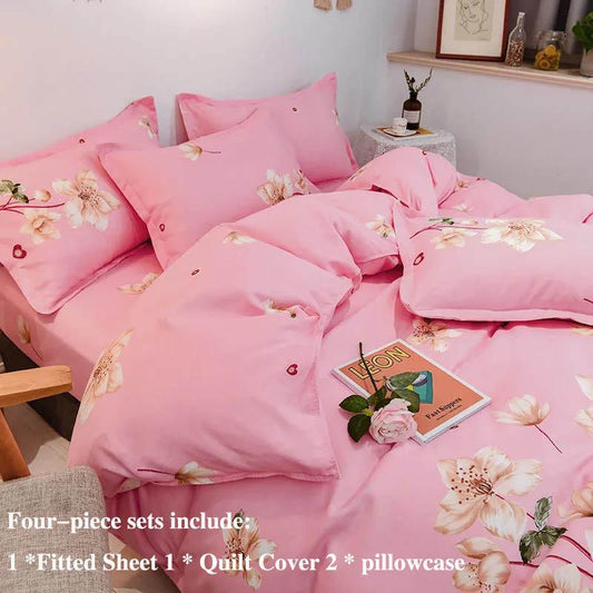 Bed Cover Bed Four-piece Set of 1.5 Meters 1.8 M Bed Thick Grinding Cotton Home Bed Suit