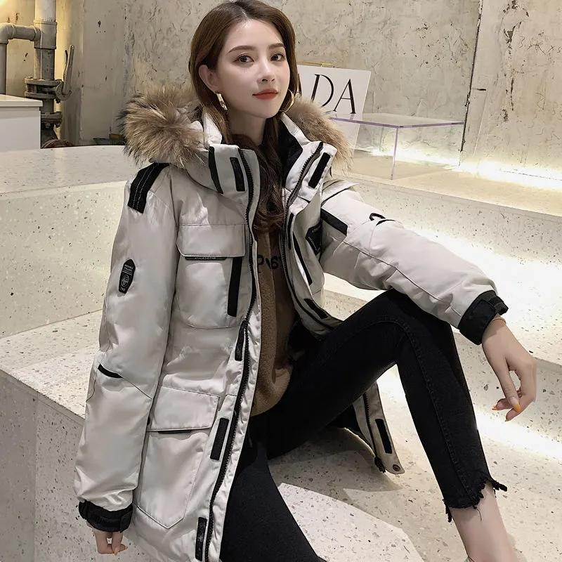 Women's Short Down Jacket Korean Star Outdoor Winter Coat Large Size Women's Autumn and Winter Big Fur Collar Warm Cotton Clothing Couple Clothes
