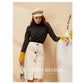 Women's High Neck Knitted Shirt Skin-friendly Breathable Stitching Color Bottoming Shirt Pull Over High Collar Loose Fit Long Sleeves T-shirt Basic