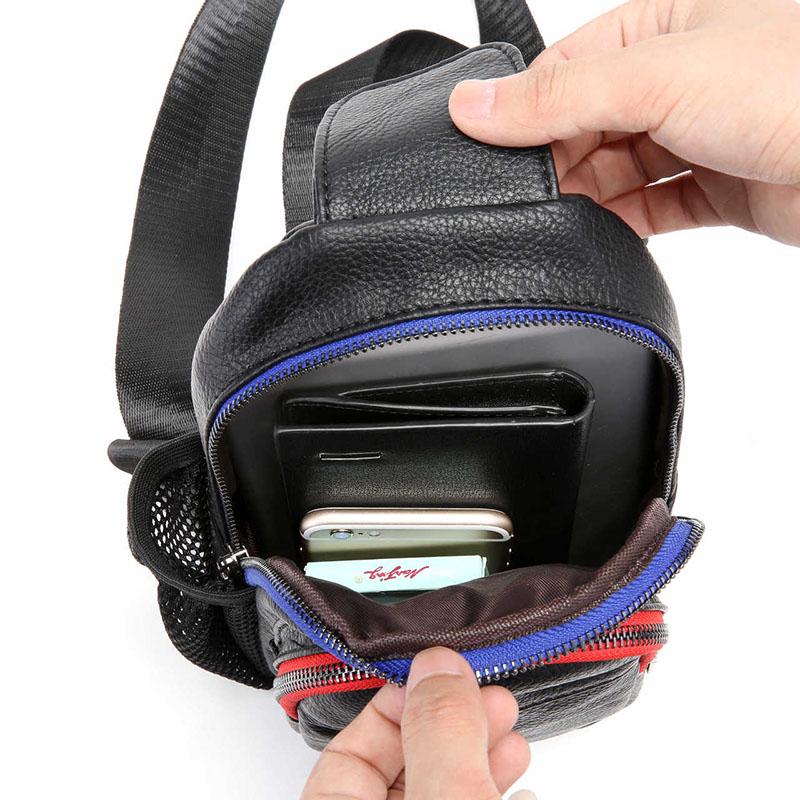 Colorblock Chest Bag Men Black Large Capacity Multi-pocket Crossbody Outdoor Sports Shoulder Bag