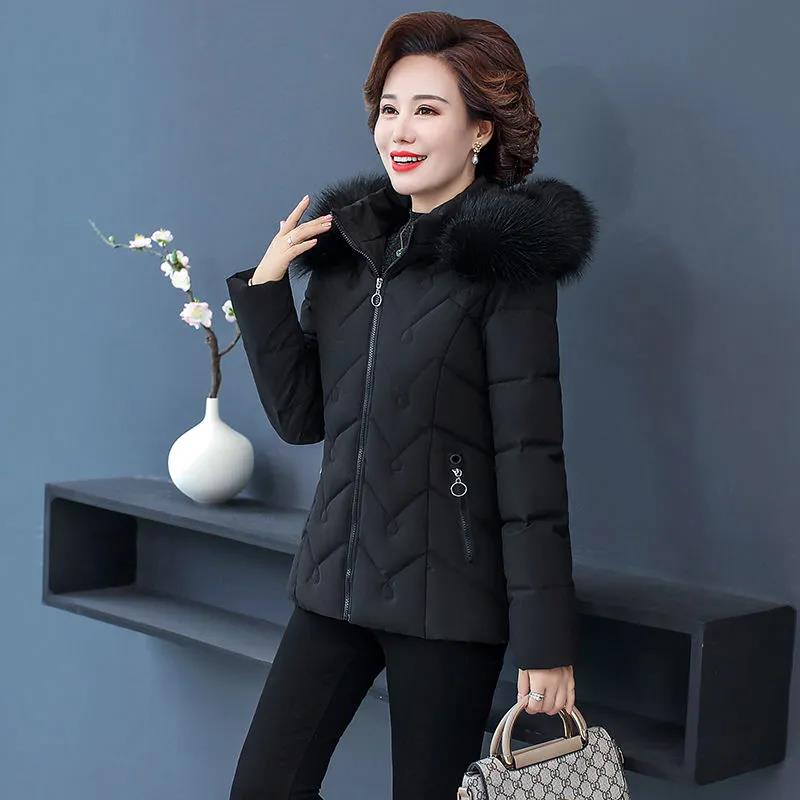 Down Padded Jacket Slim Slimming Short Padded Jacket Women Middle-aged and Elderly Oversized Padded Jacket
