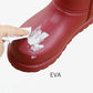 Rain Boots Women Waterproof Work Shoes for Girls Mid-calf Water Shoes Winter Plush Warm Rain Boots with Fur EVA Anti Slip Solid