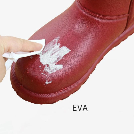 Rain Boots Women Waterproof Work Shoes for Girls Mid-calf Water Shoes Winter Plush Warm Rain Boots with Fur EVA Anti Slip Solid
