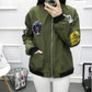 Women Casual Fashion Baseball Jacket Long Sleeve O-Neck Jacket