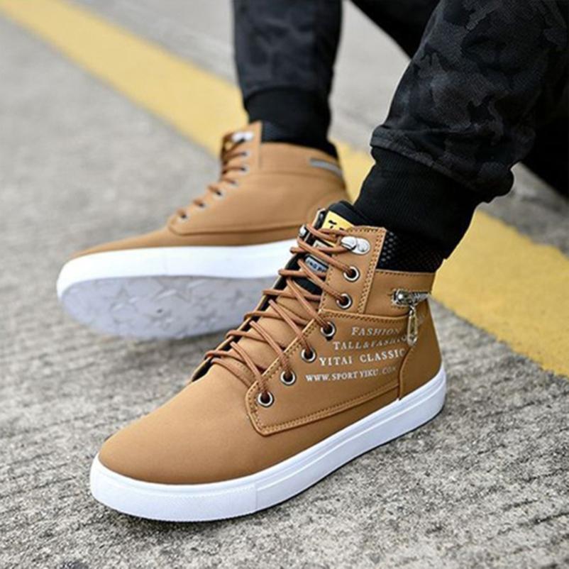 Men Fashion Casual High Top Suede Shoes Lace Up Sneakers Driving Moccasins