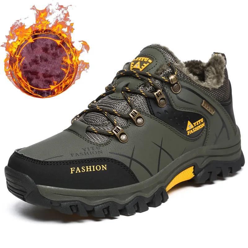 Plus Size Winter Men's Shoes Casual Sports Shoes Plush Warm Cotton Shoes Men's Travel Anti-skid Shoes Wear-resistant Mountaineering Shoes