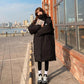 Down Jacket Winter Ladies Fashion Korean Thick Warm Hooded Plus Size Cotton Jacket Mid-length Over-the-knee Down Jacket