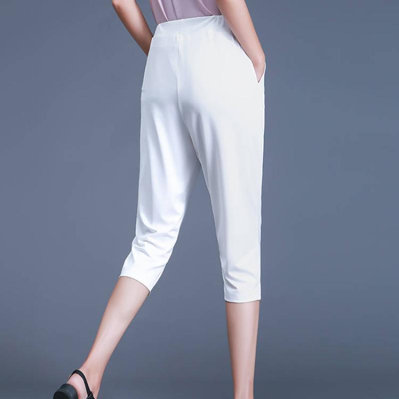 Summer Thin Harem Pants Women Plus Fat Plus Size Loose Tight Waist Cropped Trousers