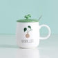Creative Super Cute Cartoon Student Ceramic Cup Water Cup Cute Household Men and Women Mark Cup Milk Cup with Lid Spoon
