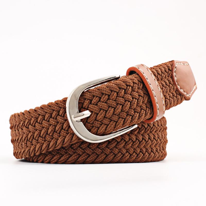 Belt Women Causal Leather Cover Buckle Woven Elastic Stretch Golf Wide Canvas Belts