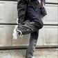 American High School Tide Cards Gradient Straps Jeans Female Spring Autumn Loose High Waist Wild Trousers Tide