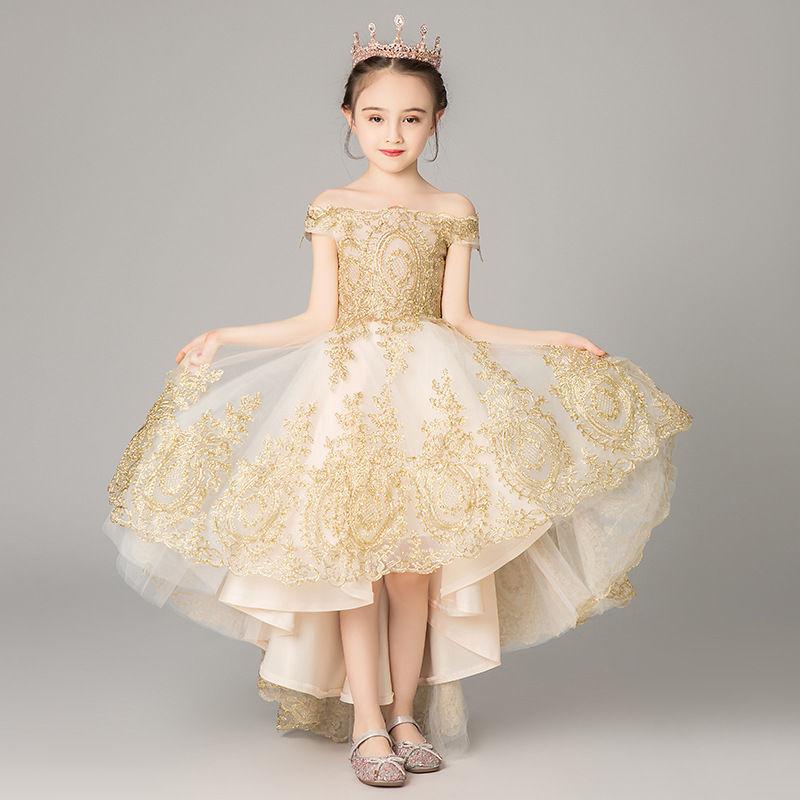 Children Dress Girls Princess Dress Little Girl Birthday Host Catwalk Piano Performance Evening Dress Summer