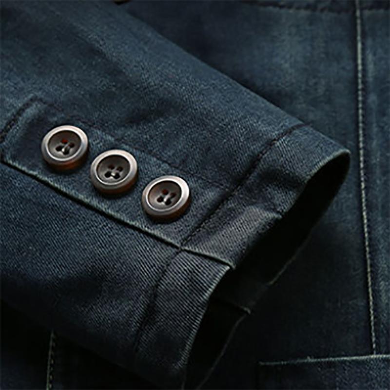 Autumn Denim Business Casual Jacket Men's Loose Cotton Keep Warm Jacket Dad Outfit