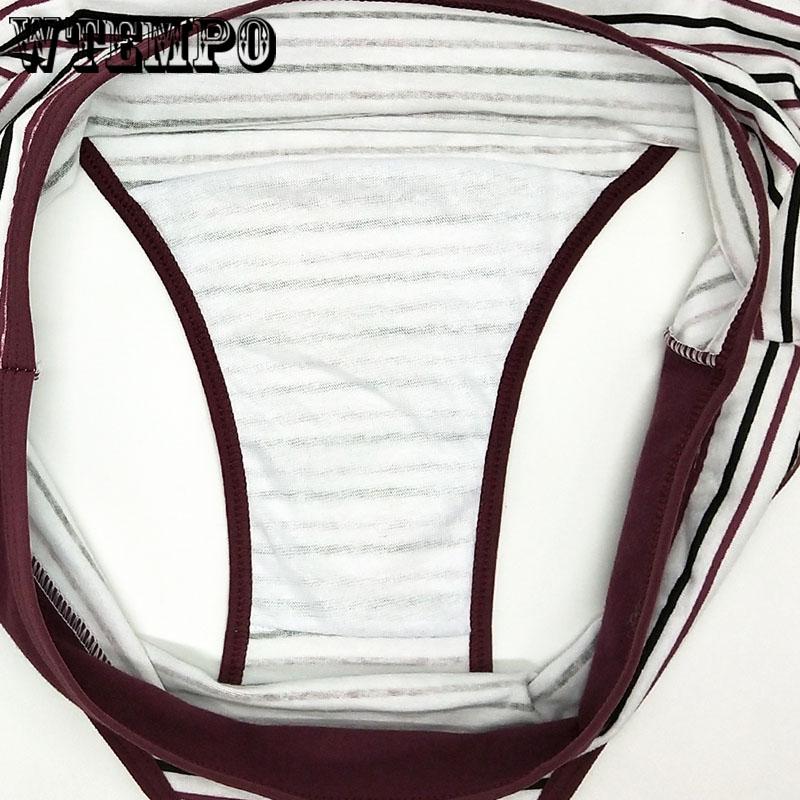 WTEMPO 6 Pcs/Lot plus size Women Panties Cotton Female Underwear Sexy Briefs Lingerie Striped Print