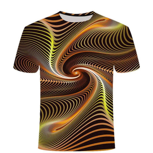 3D Swirl Print Shirt Summer Men T-shirt Personality Streetwear High Street Half Sleeve Tees Casual Breathable Pullover