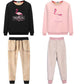 2pcs/set Women Fleece Liner Sweatshirt Tracksuit  Winter Casual Loose Jumper Plus Size  Outfits  Outwear
