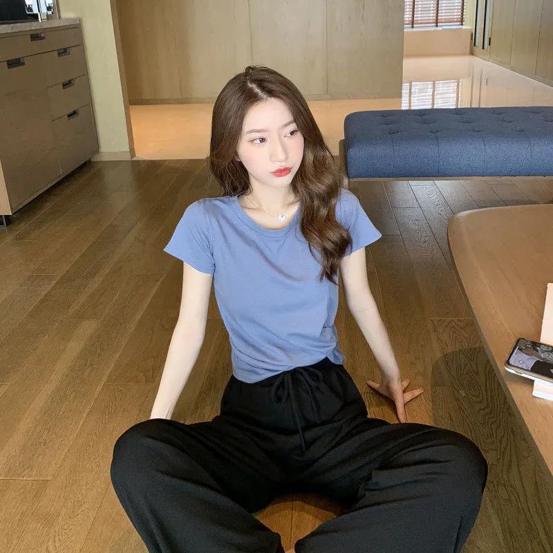 Two-piece Women's Loose T-shirt + Straight Loose Wide-leg Pants Casual Suit Women's Summer Home Wear Casual Sports Suit