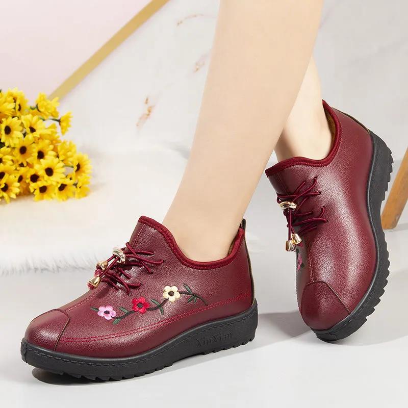 Women's Cotton boots Autumn and Winter Cloth Shoes Plus Velvet Thick Non-slip Cotton Shoes Mother Shoes