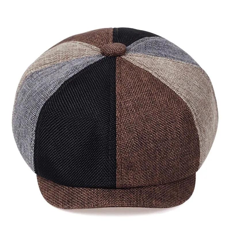Spring and Autumn Men's Retro Casual Colorblocking and Solid Color Versatile Gentleman Beret Visor