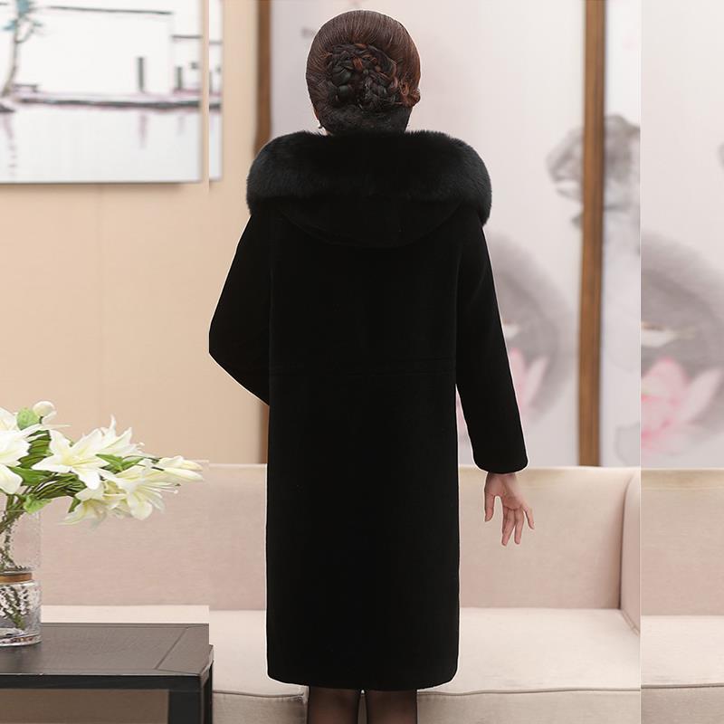 Winter Temperament Ladies Mink Fur Coat Women's Mid-length Large Size Thickened Waist Slimming Hooded Mink Fleece Faux Fur Thermal Jacket