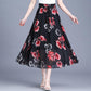 Women's Summer Pleated Floral Skirt Chiffon Fairy Dress High Waist  Mid-length A-line Draping  Beach Vacation Daily
