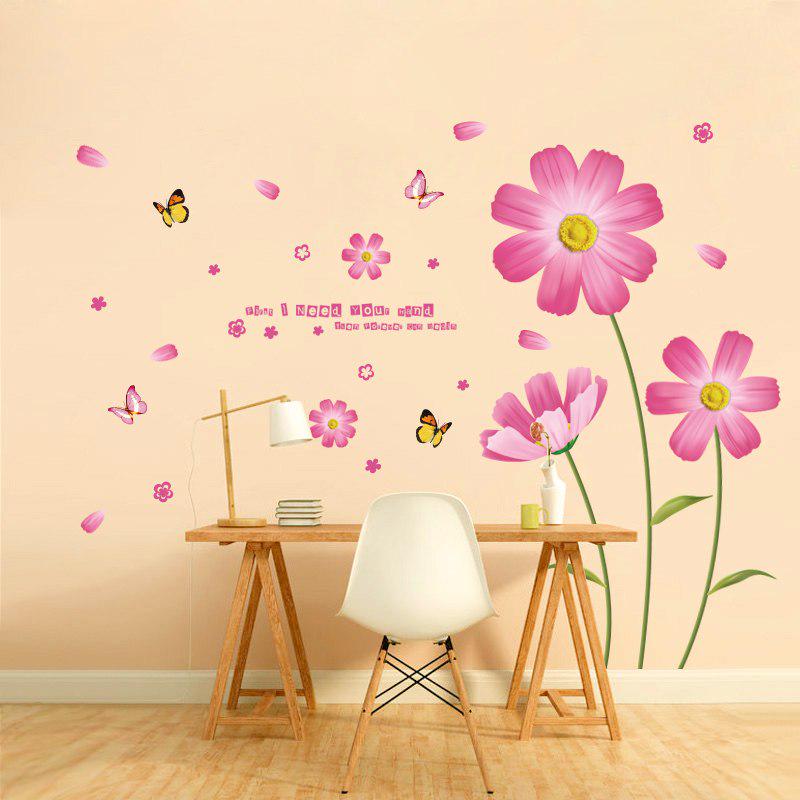 [Wall sticker] PVC orange flowers butterfly leaf wall stickers for kids rooms living room bathroom k