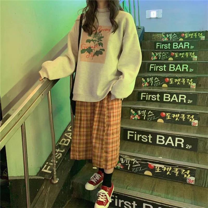 Spring Fall Polyester Flowers Printing Women Sweatshirt Loose O Neck Ladies Chic Female Pullovers