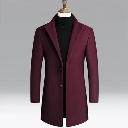 Men's Windbreaker Men's Mid-length Youth Thickened Plus Velvet Warm Woolen Windbreaker Jacket