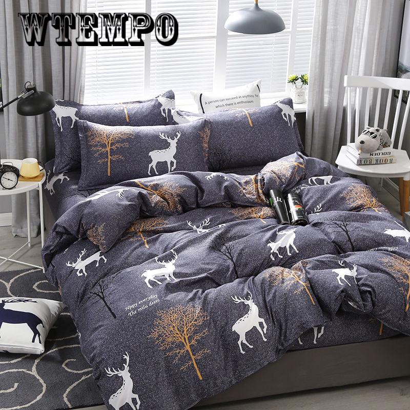 Printed quilt bedroom bedding household items set four-piece comfort cotton