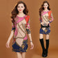 Women's Autumn Winter Sweater Dress Mid-length Printed Sweater Knitted Pullover Bottoming Sweater
