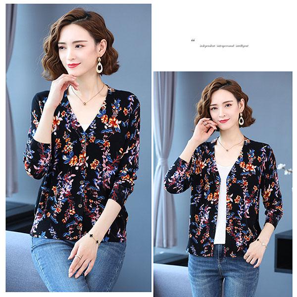 Long-sleeved Short Cardigan Women's 3D Flower Print Sweater Coat Large Size Wool Coat Knitwear