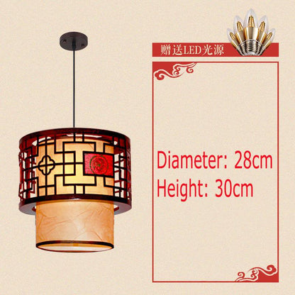 Retro Solid Pendant Lightchandelier Restaurant Living Room Chinese Wind Sheepskin Lamps Lanterns