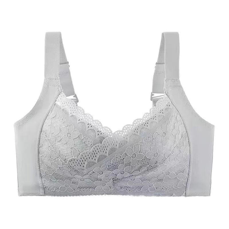 Sexy Lace Ladies Underwear Adjustable Gathering Thin Summer No Steel Rings Widening Four-Row Buckle Receiving Breast Bra